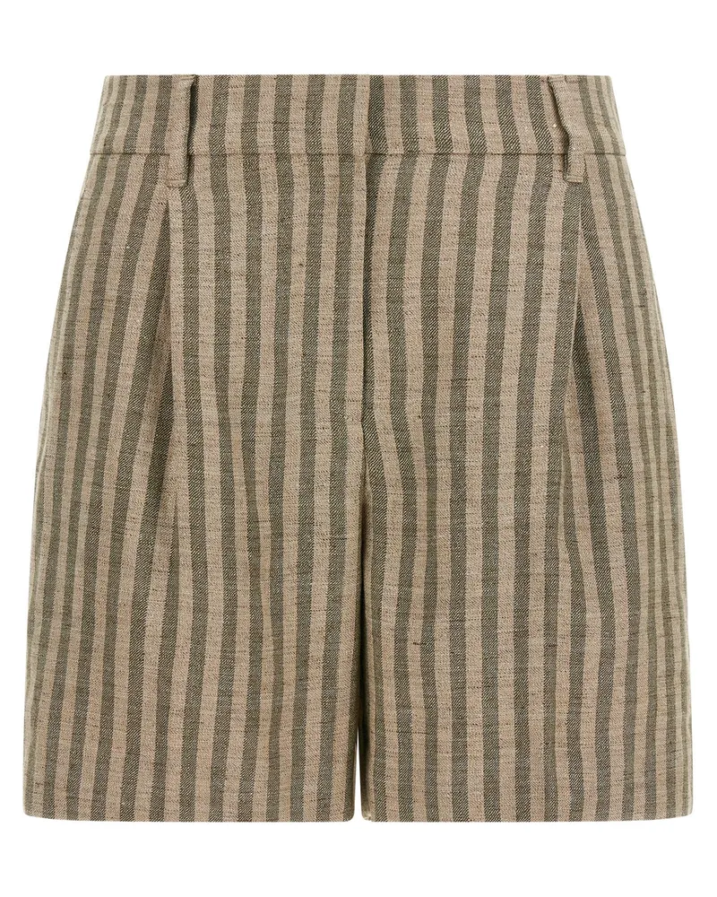 Brunello Cucinelli Striped Linen Blend Bermuda Shorts — Beige Beige