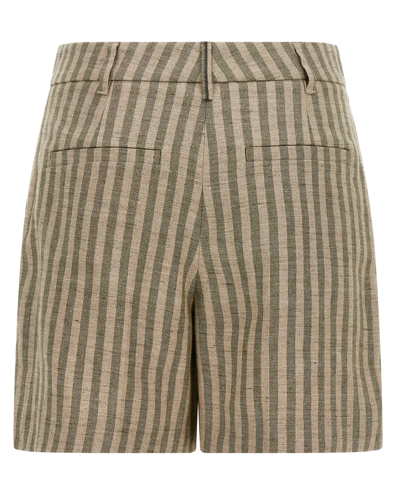 Brunello Cucinelli Striped Linen Blend Bermuda Shorts — Beige Beige