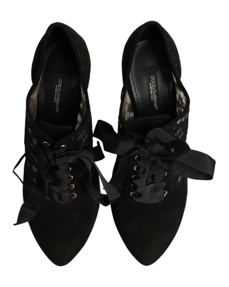 Dolce & Gabbana Women's Black Floral High Heels Lace-Ups Pumps Shoes Co+pa+vi+goat Black