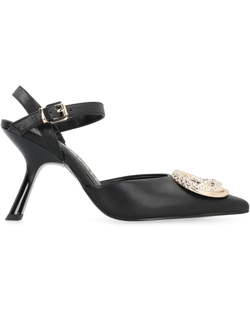 Just Cavalli Women's Heeled Sandals With Ankle Strap Black Leather Black