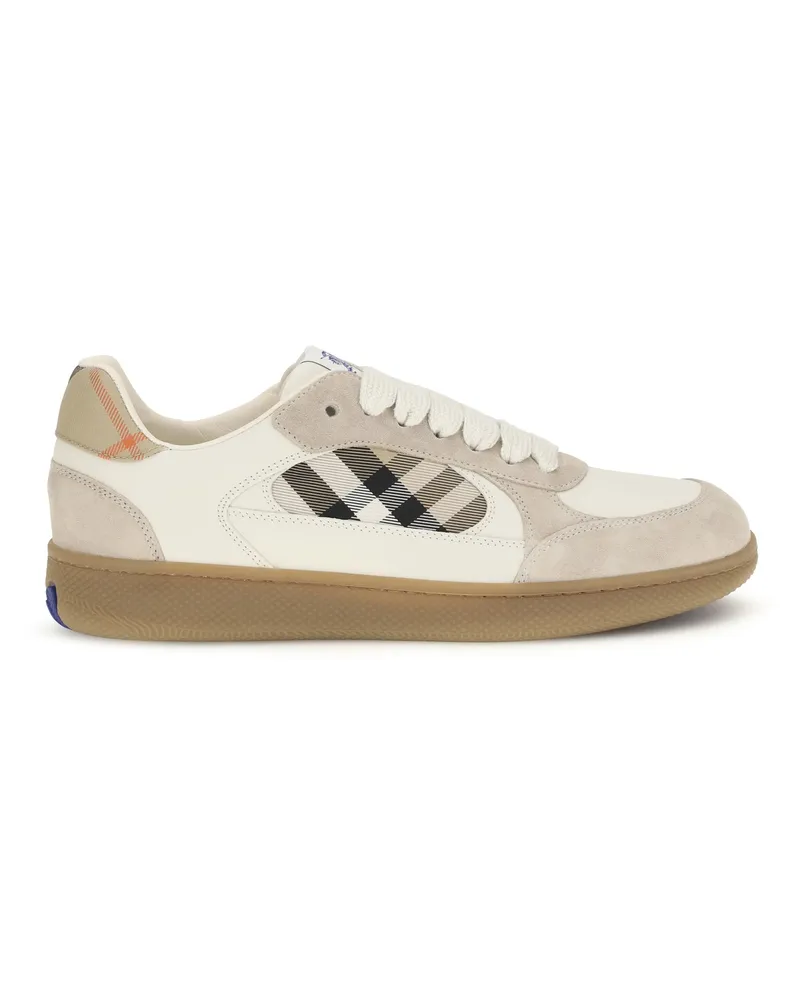 Burberry Men's Sneakers Terrace Leather Check Dvbeige-Grey-Sndipchk Trainers Dvbeige/grey/sndipchk Beige