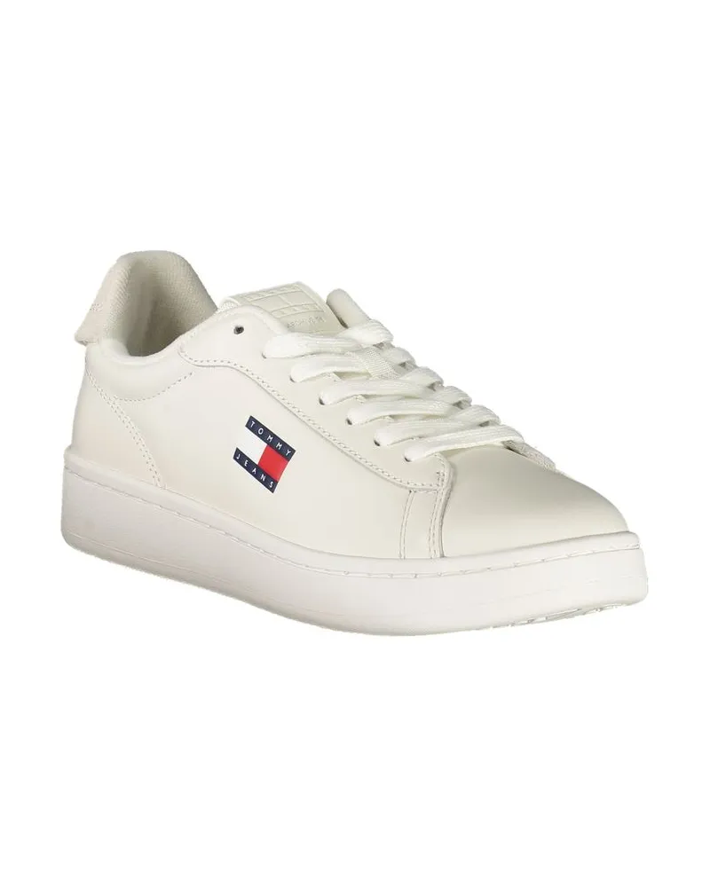 Tommy Hilfiger Logo-Embellished Leather Sneaker — White White