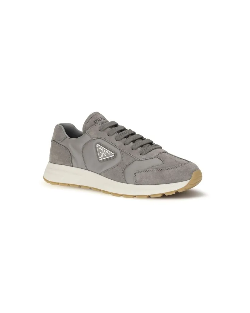 Prada Men's Gray Recycled Polyamide Athletic Sneakers Gray