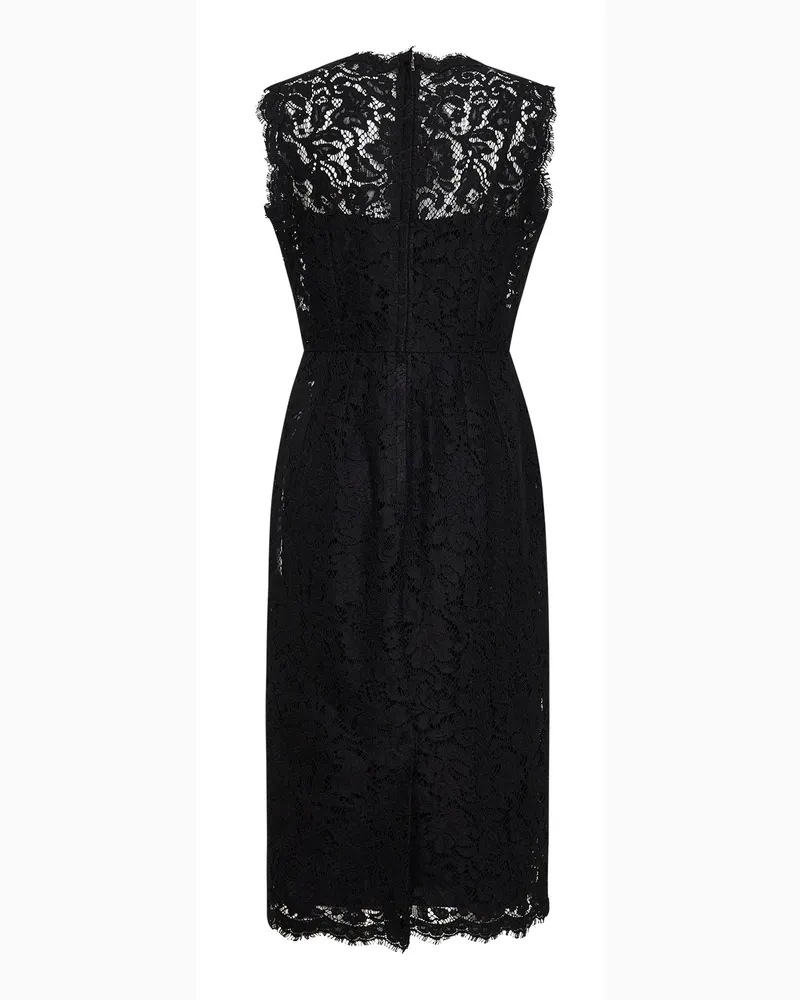 Dolce & Gabbana Women's Black Lace Calf-Length Sheath Dress Cotton Black