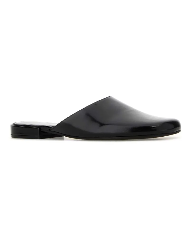 The Row Women's Black Leather Penelope Slippers Flat Shoes Black