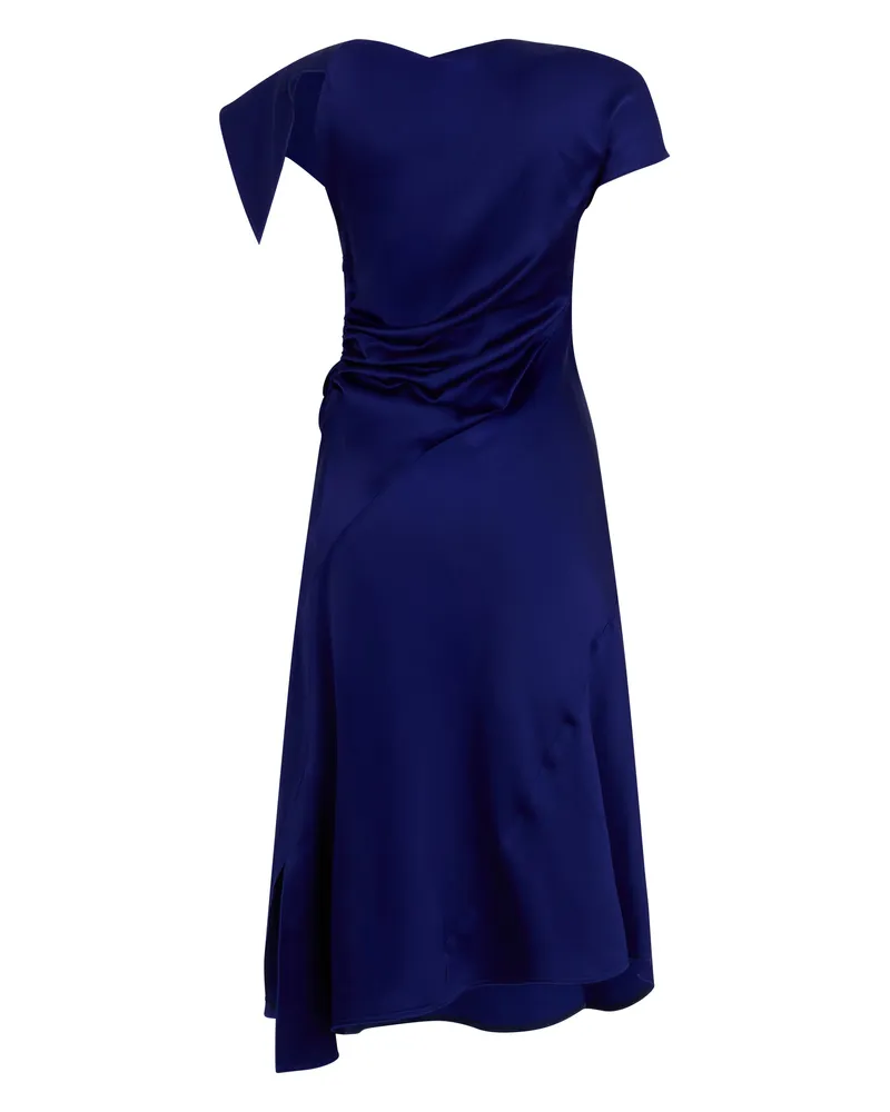 Victoria Beckham Women's Dress With Knot Detail Bright Indigo Acetate Navy