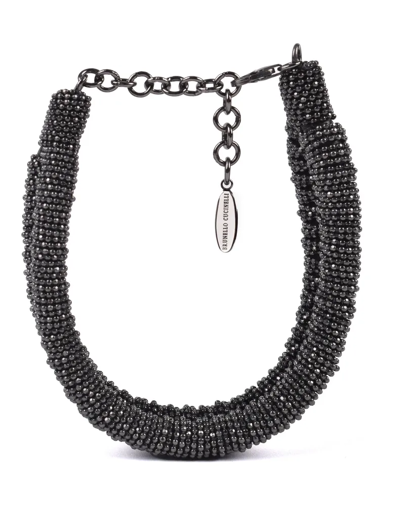 Brunello Cucinelli Womens Black Ruthenium Bead Bracelet Bijoux Black