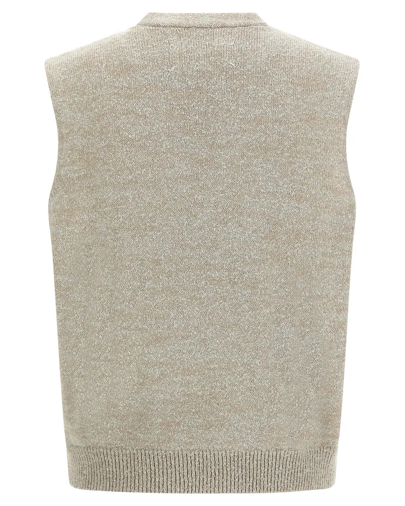 Maison Margiela Bouclé Knit Vest — Beige Beige