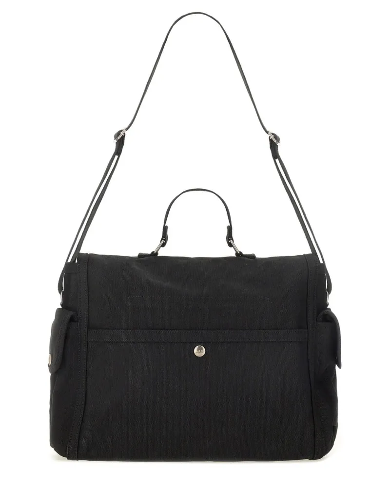 A.P.C. Men's Shoulder Bag With Logo Black Cotton Black