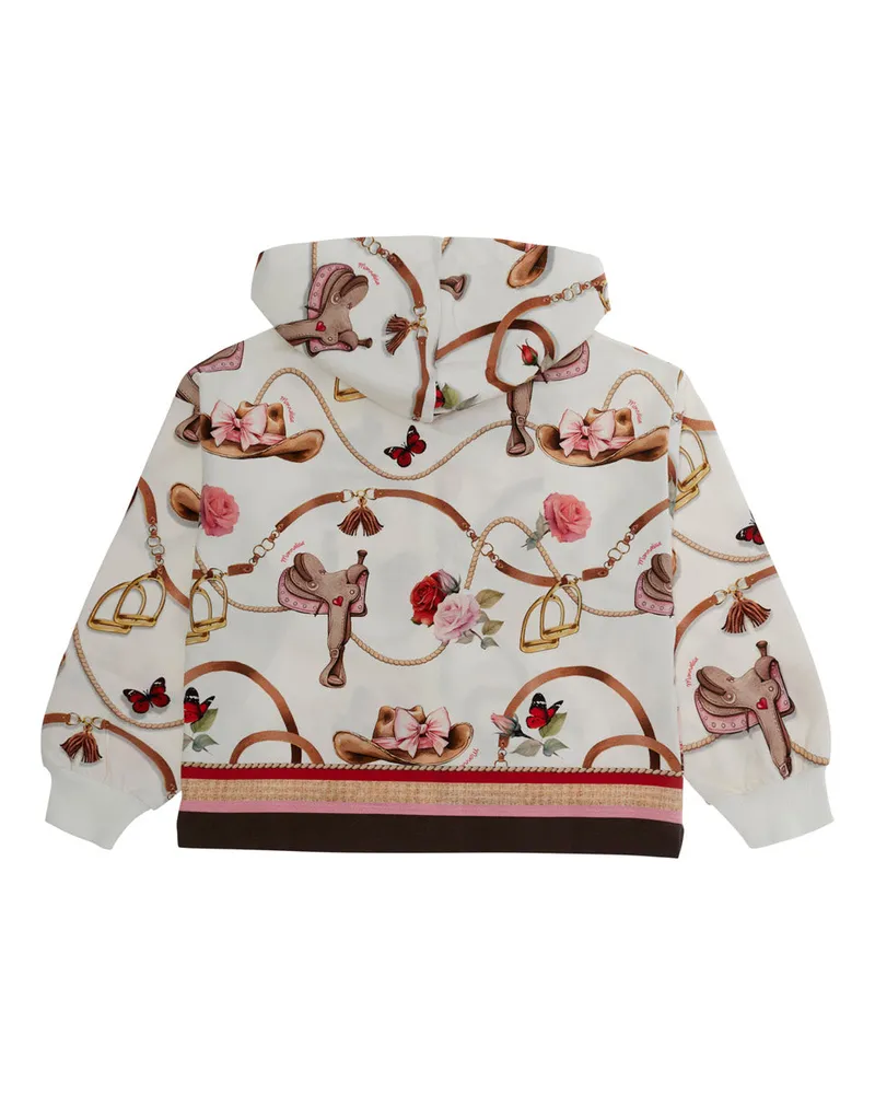 Monnalisa Girls' Hooded Sweatshirt Multicolour Print Cotton Hoods & Sweatshirts Cream
