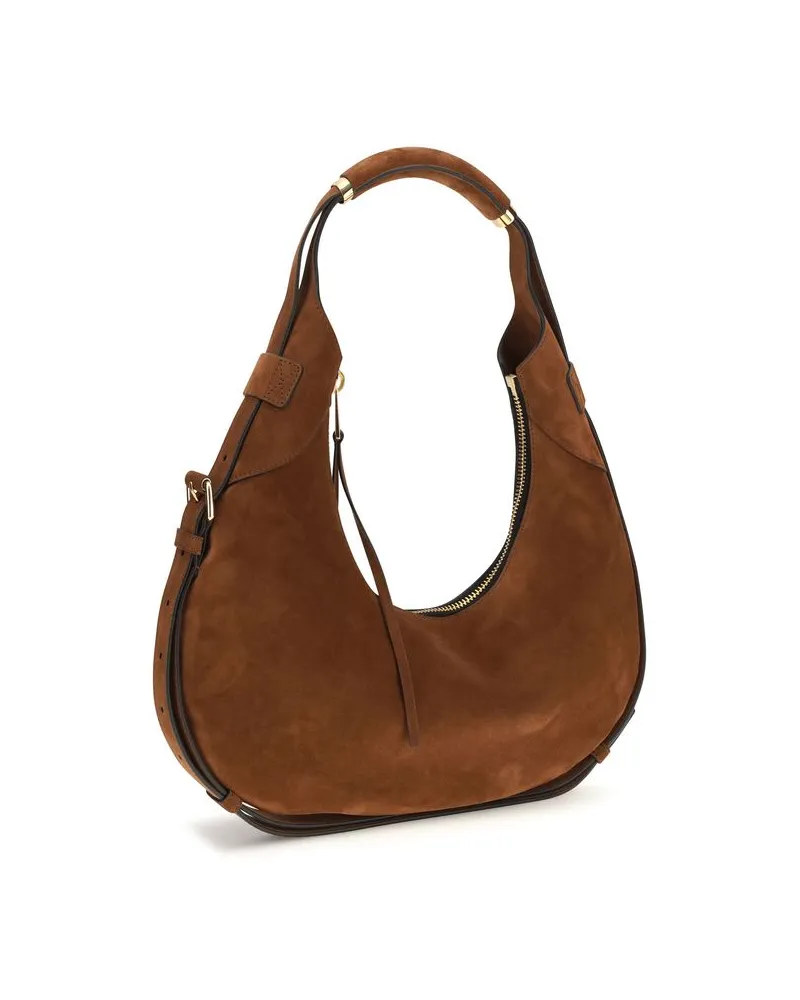 Moschino Handle Me Hobo Suede Hobo Bag — Brown Brown