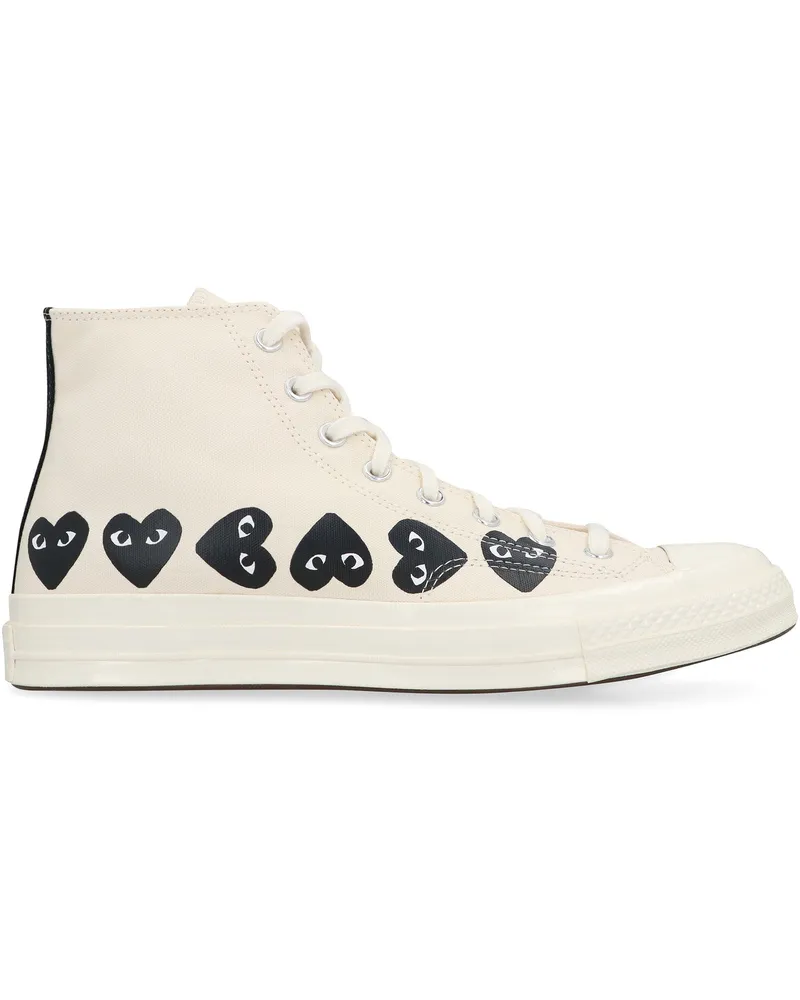Comme des Garçons Men's Converse X  Chuck 70 High-Top Sneakers Ivory Rubber Trainers Beige