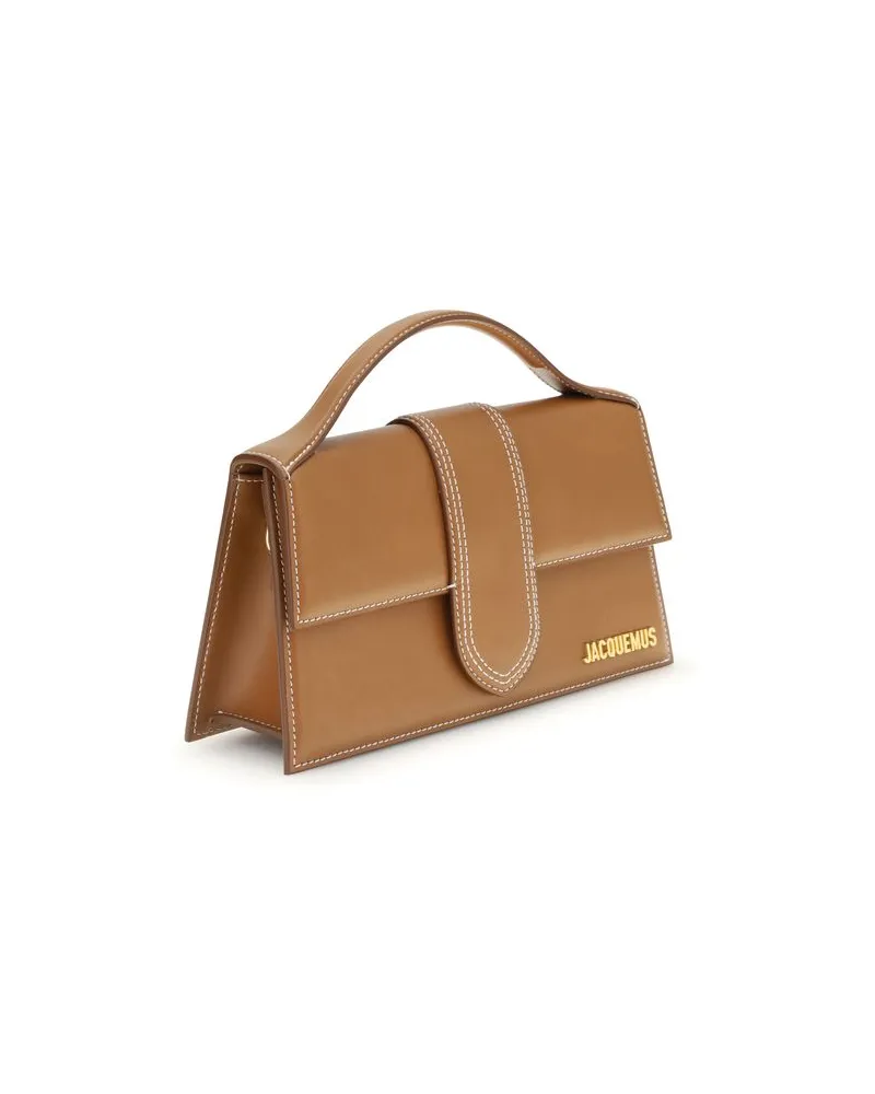 Jacquemus Women's Structured Calf Leather Top Handle Bag Brown Bos Brown