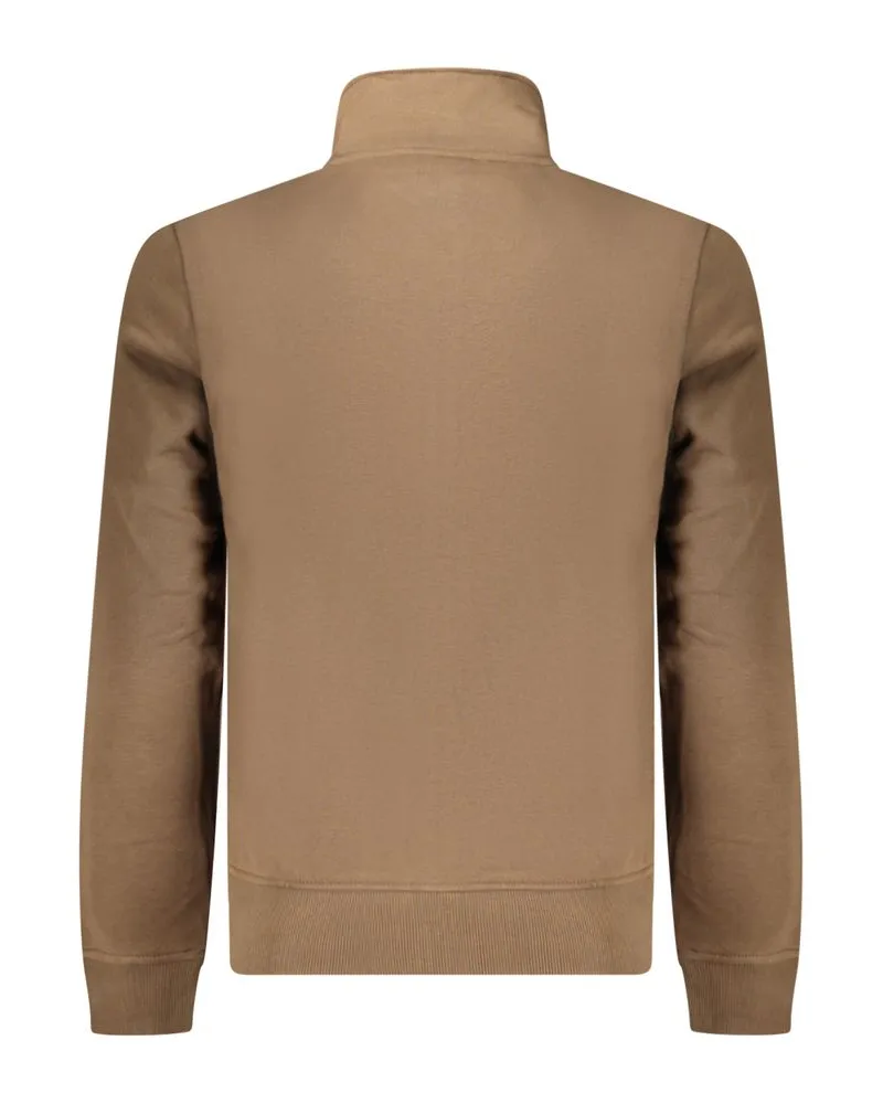 Napapijri Cotton-Blend Zip-Up Sweatshirt — Brown Brown