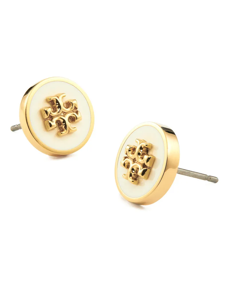 Tory Burch Women's Earrings Double T Brass Blend Metallic Gold