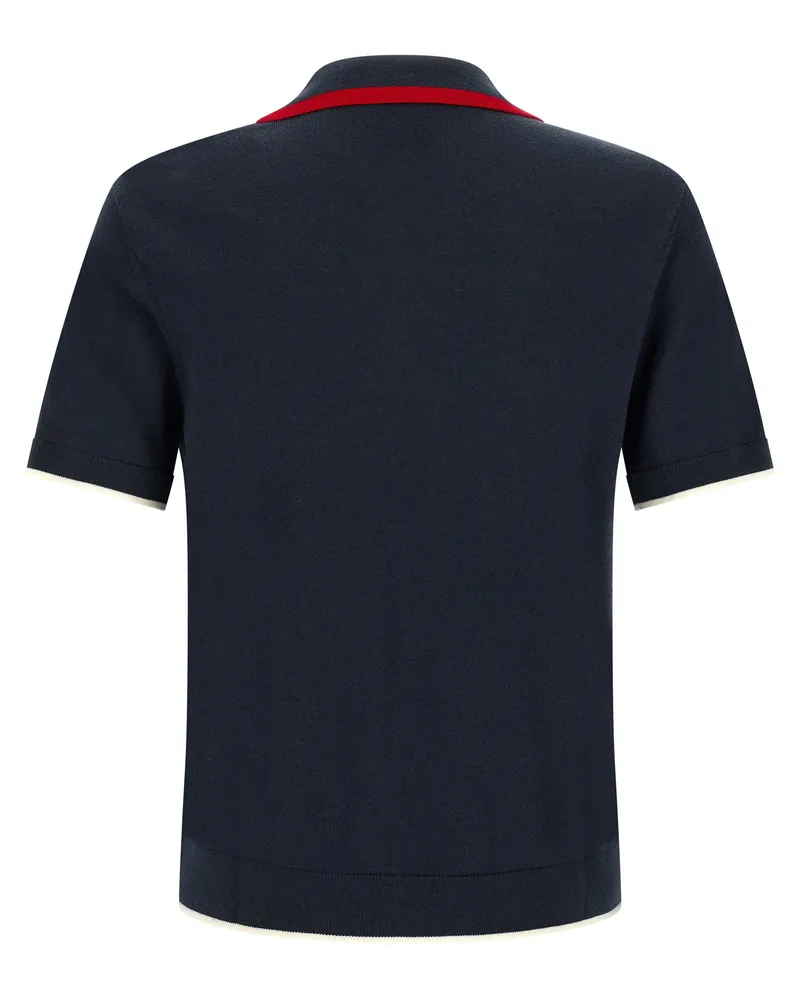 Casablanca Paris Merino Wool Half-Zip Polo — navy Navy