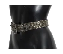 Women's Crystal Buckle Sequined Waist Belt Gray
