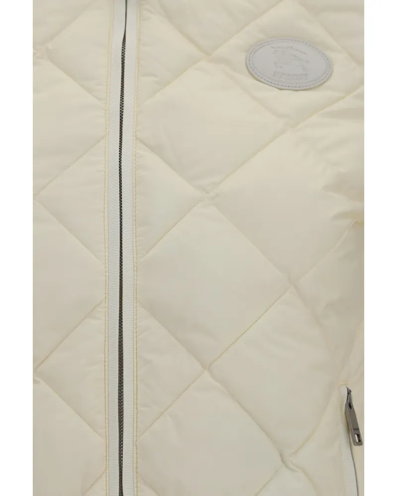 Burberry Women's Quilted Knit Cardigan Ceramic White Polyamide Puffer Jackets 