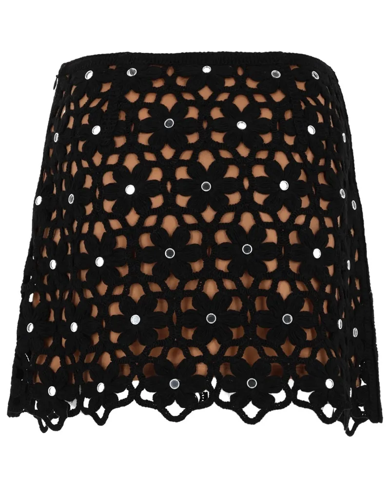 Michael Kors Crochet Floral Skirt — Black Black