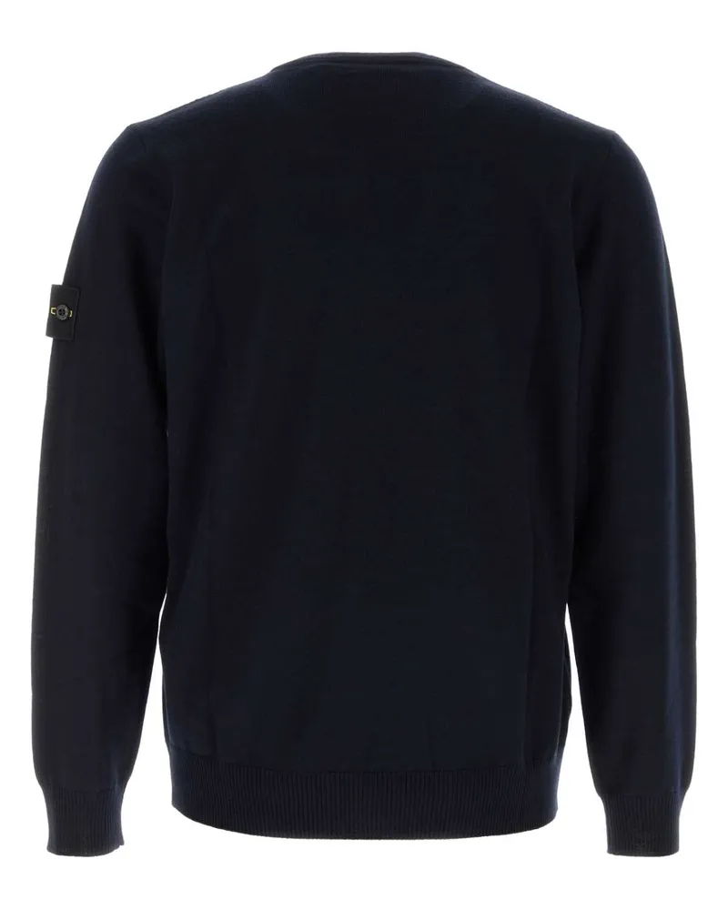 Stone Island Men Midnight Blue Wool Sweater Navyblue Exterior: Virgin Maglieria Navy
