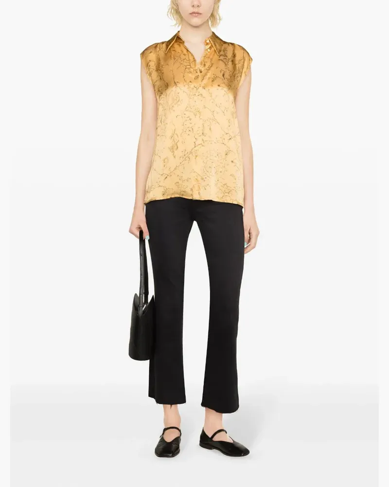 Fabiana Filippi Women's Top De Seda Con Estampado Floral Ss24 W Gold
