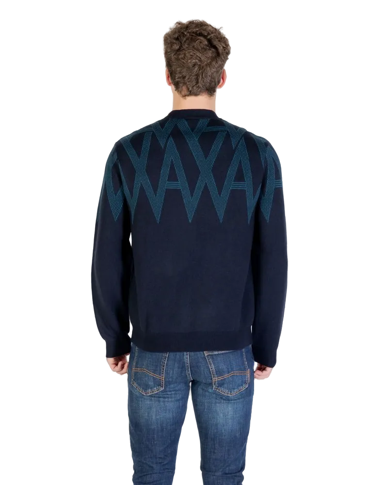 Armani Exchange Geometric Zigzag Jacquard Sweater — Black Black