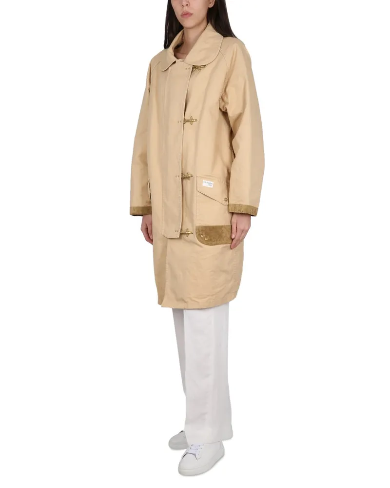 Fay Four-Hook Cotton Trench Coat — Beige Beige