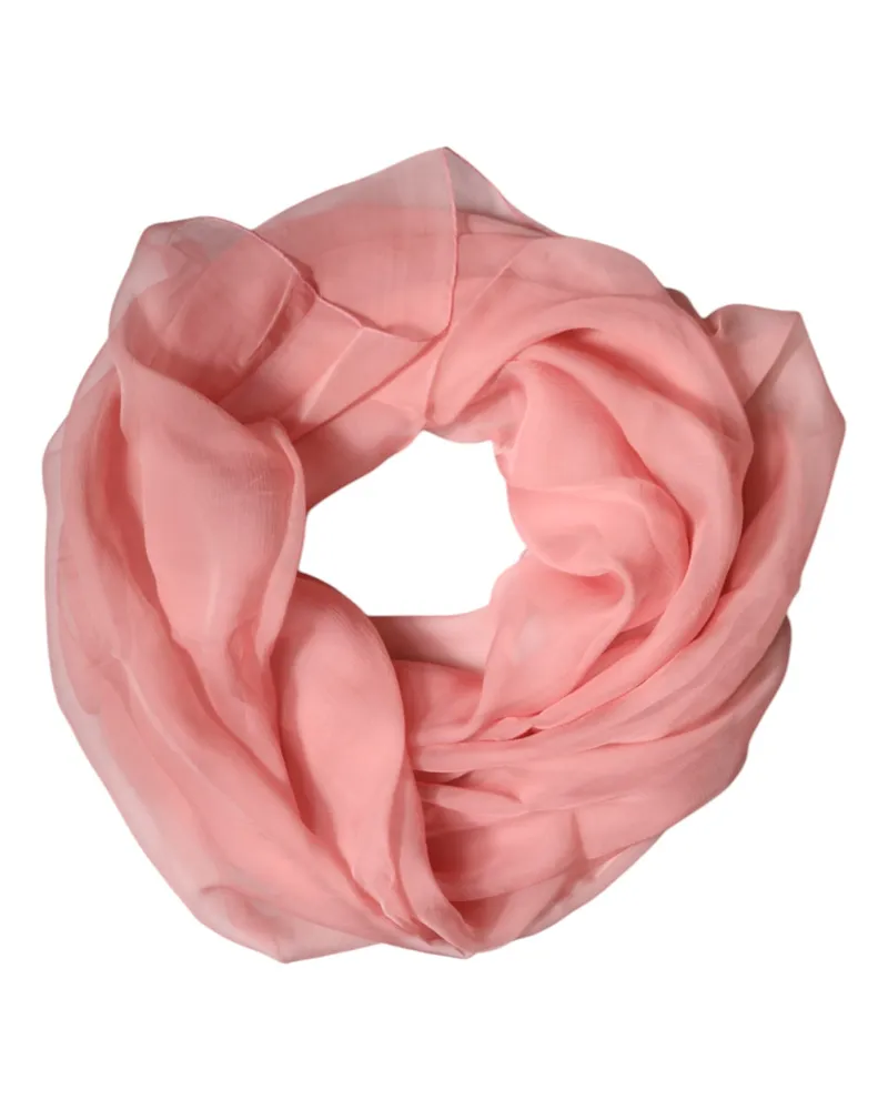 Dolce & Gabbana Pink Silk Rectangle Women Wrap Shawl Scarf Pink