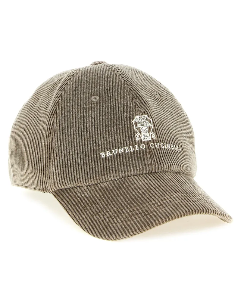 Brunello Cucinelli Cotton and Cashmere Corduroy Baseball Cap — Stone Stone