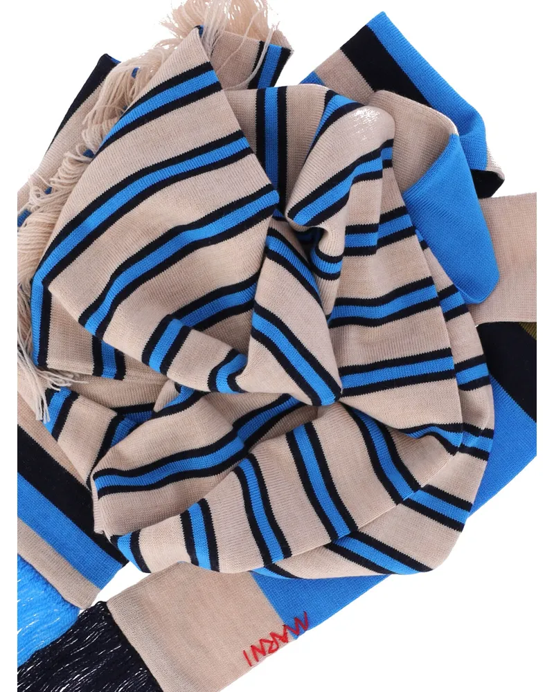 Marni Men's Scarfs Multicolour Virgin Wool Blue