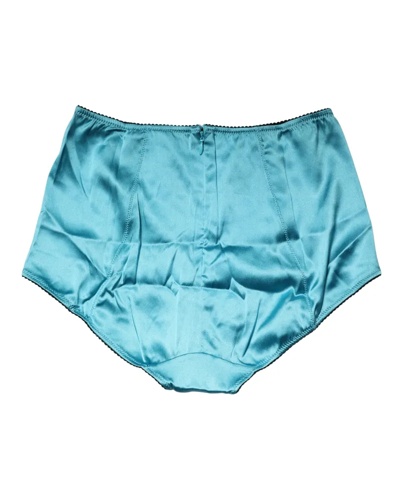 Dolce & Gabbana Women Blue Silk Blend High Waist Girdle Panty Underwear Elastane Clothing Blue