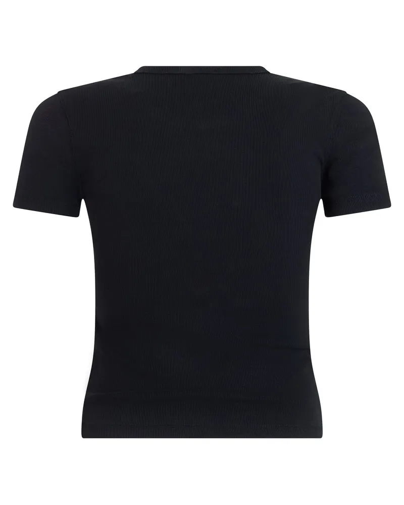 Diesel Women's T-Shirt Oval D Logo Stretch Cotton Black T-Shirts & Jerseys Black