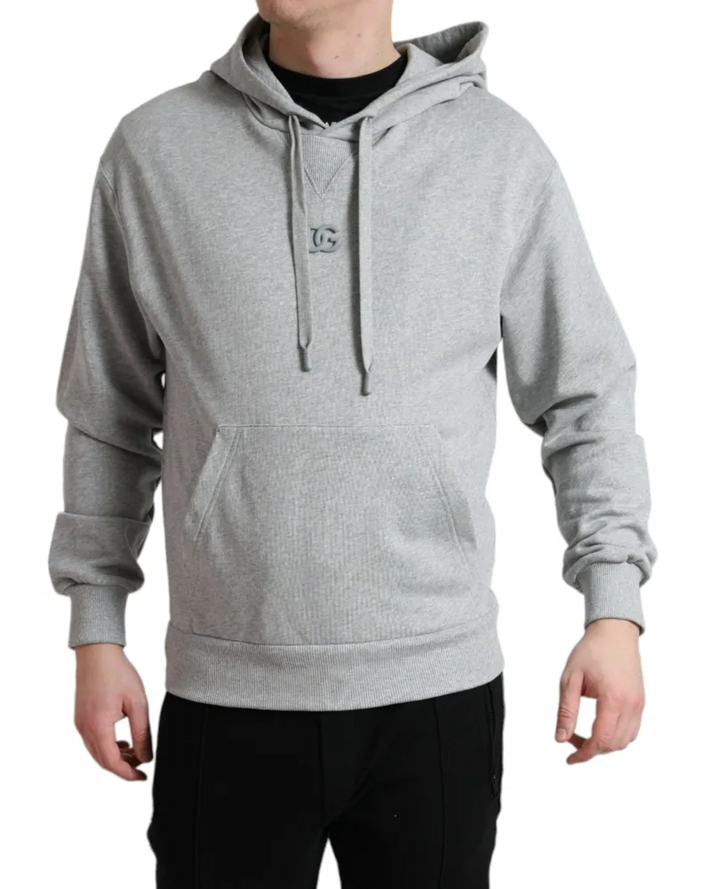 Dolce & Gabbana Men's Gray Cotton Logo Hooded Sweatshirt Sweater Clothing Gray
