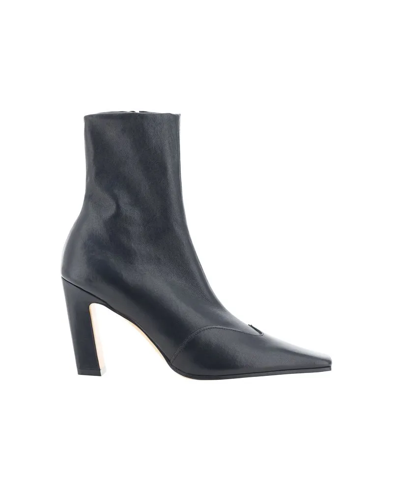 KHAITE Women's Black Calf Leather Bos Taurus Ankle Boots Black