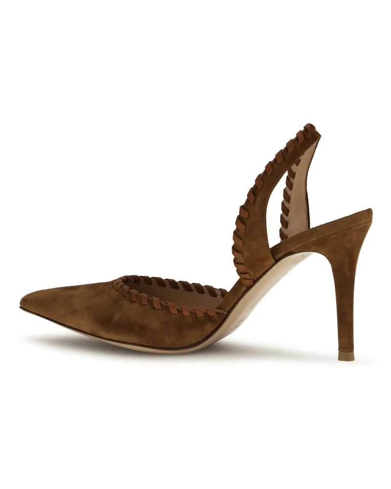 Gianvito Rossi Women's Suede Pumps Luggage-Sedona Calf Leather Sandal Luggage/sedona Brown