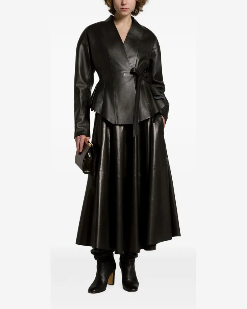 032c Wrap Faux Leather Jacket — Black Black