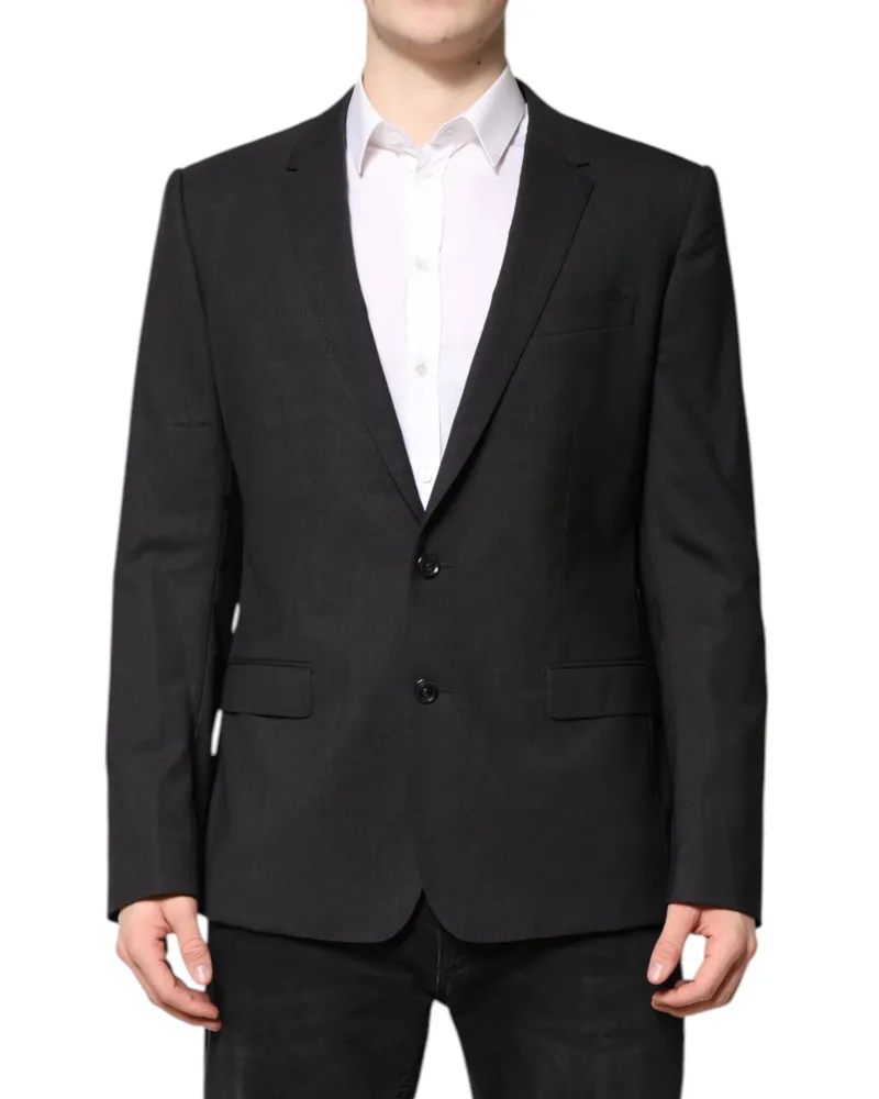 Dolce & Gabbana Men's Dark Gray Martini Single Breasted Jacket Virgin Wool Elastane Clothing Gray