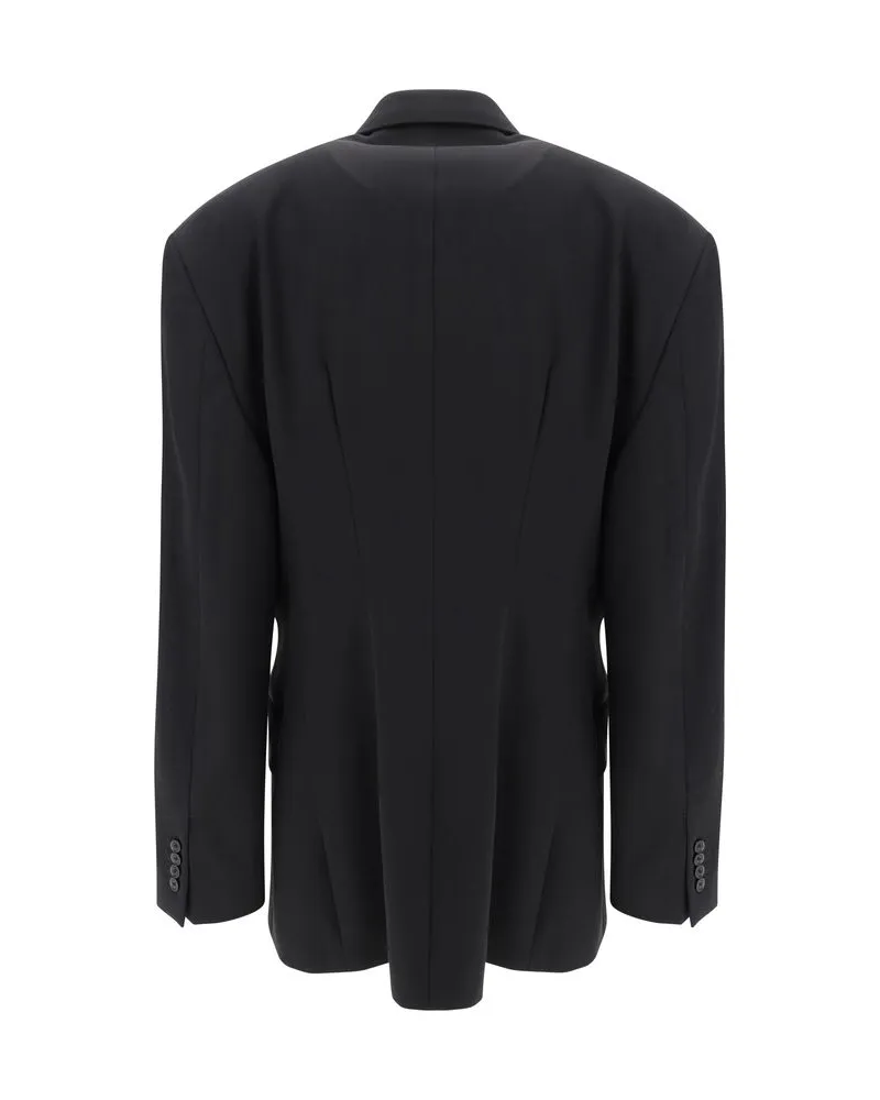 Balenciaga Women's Black Wool Oves Aries Blazer Clothing Black
