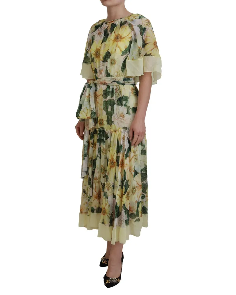 Dolce & Gabbana Women's Multicolor Silk Floral Print Long Maxi Dress Multicolor