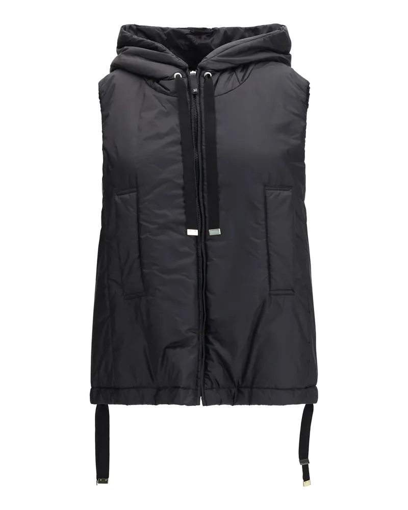 Max Mara Women's Vest Hooded Padded Black Canvas Outer: Polyamide Puffer Jackets Black