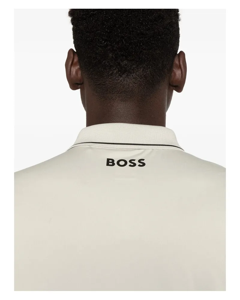 HUGO BOSS Recycled Polyester Logo Polo Neutrals