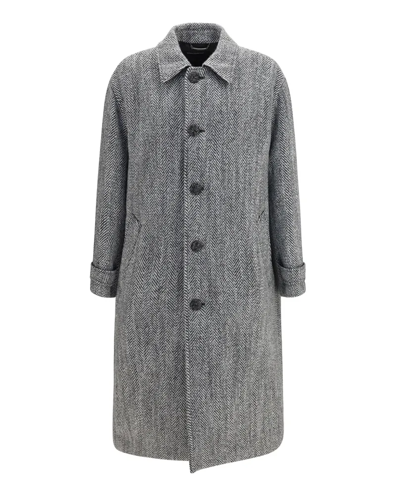 Dolce & Gabbana Chevron Wool-Blend Coat — Gray Gray