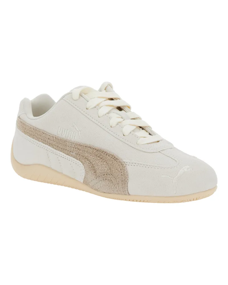 Puma Unisex White Sneakers With Logo Print And Lettering Leather Trainers White