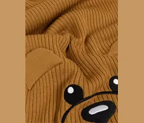 Women's Teddy Bear Embroidered Knitted Wool Scarf Brown