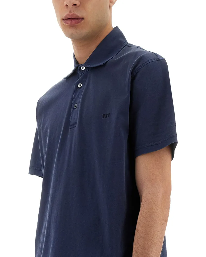 Fay Cotton Jersey Polo — Blue Blue