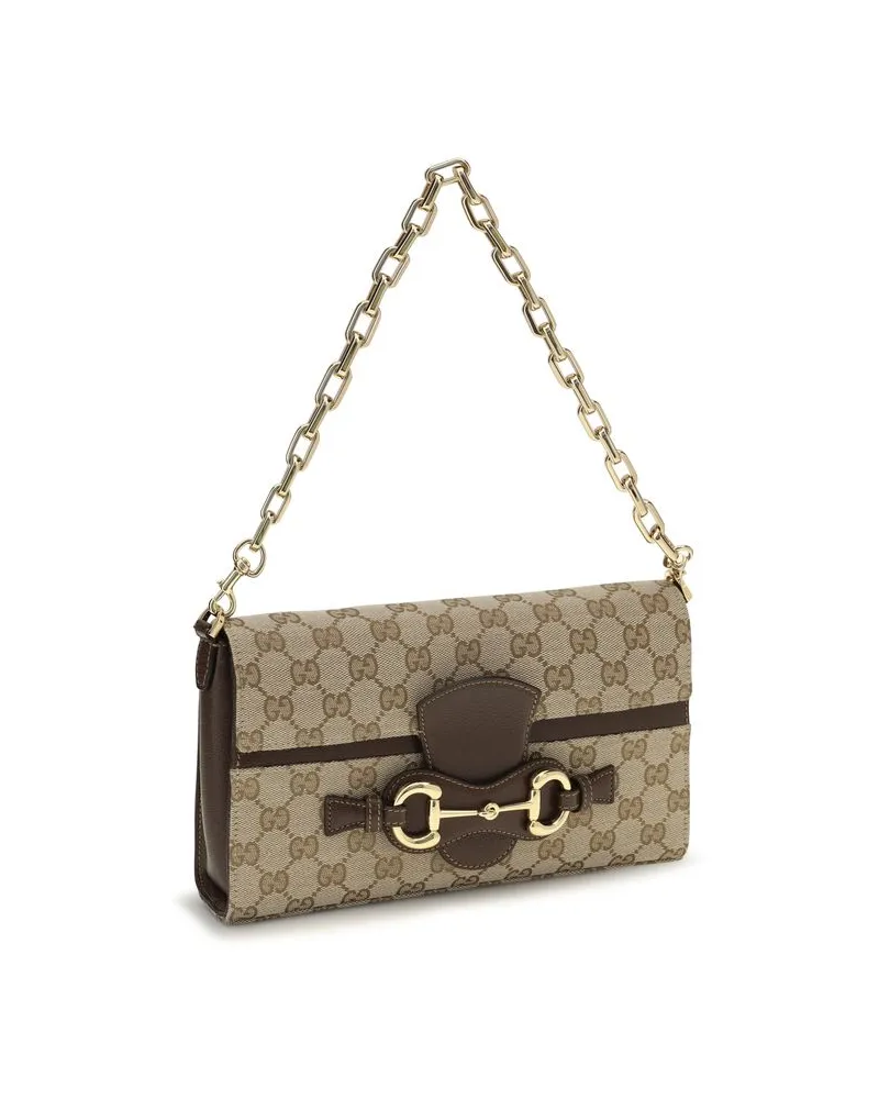 Gucci Horsebit Ristretto Shoulder Bag — Beige Beige