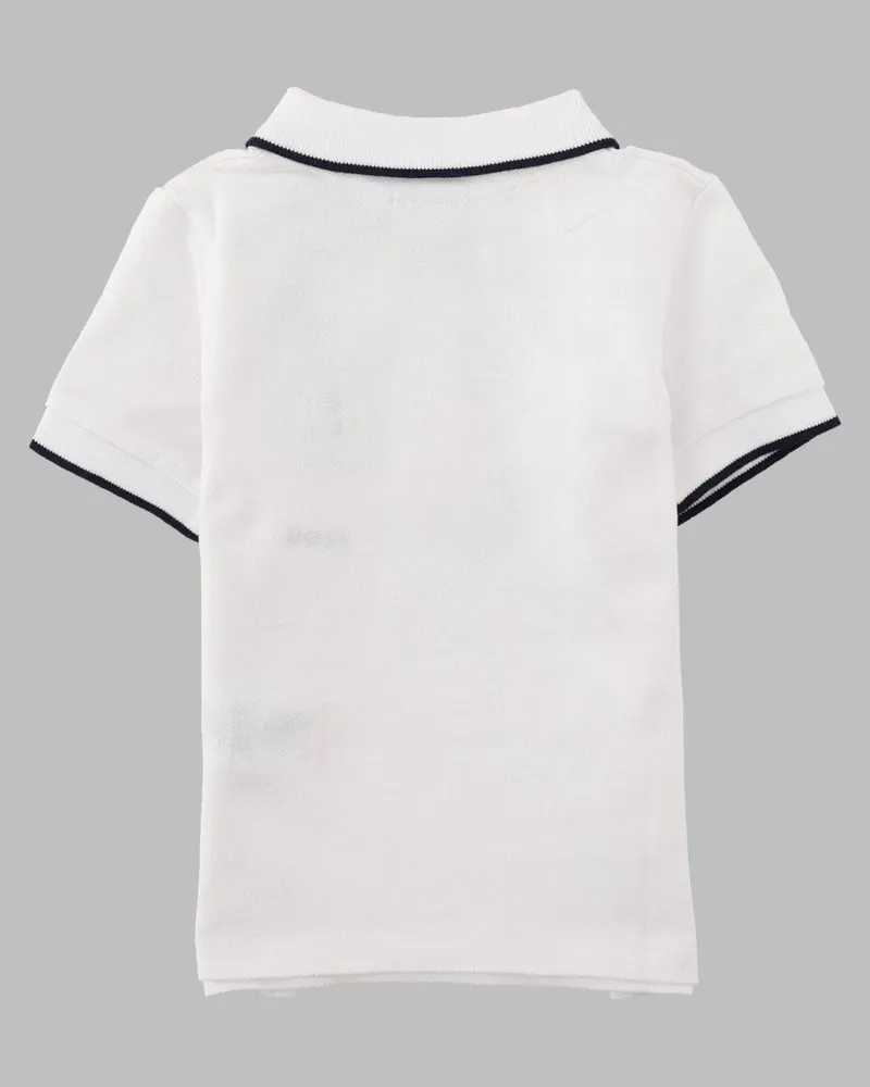 HUGO BOSS Stripe Trim Cotton Polo Shirt — White White