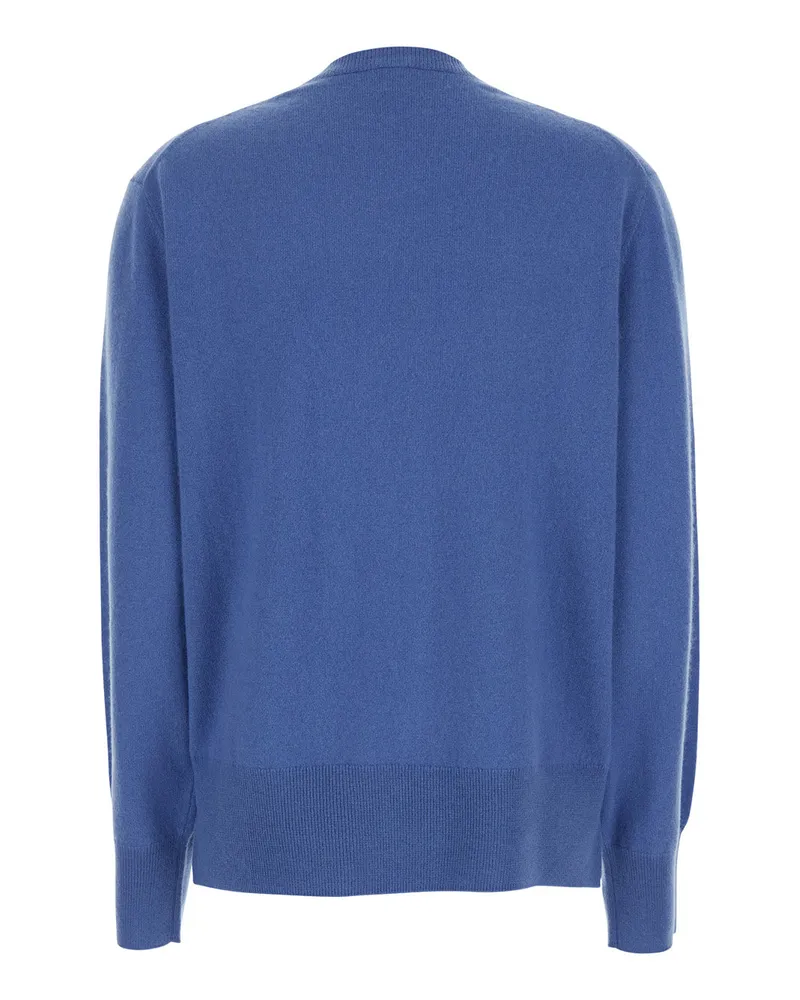 Totême Women's Blue Cashmere Crewneck Sweater With Logo Tops Top Blue
