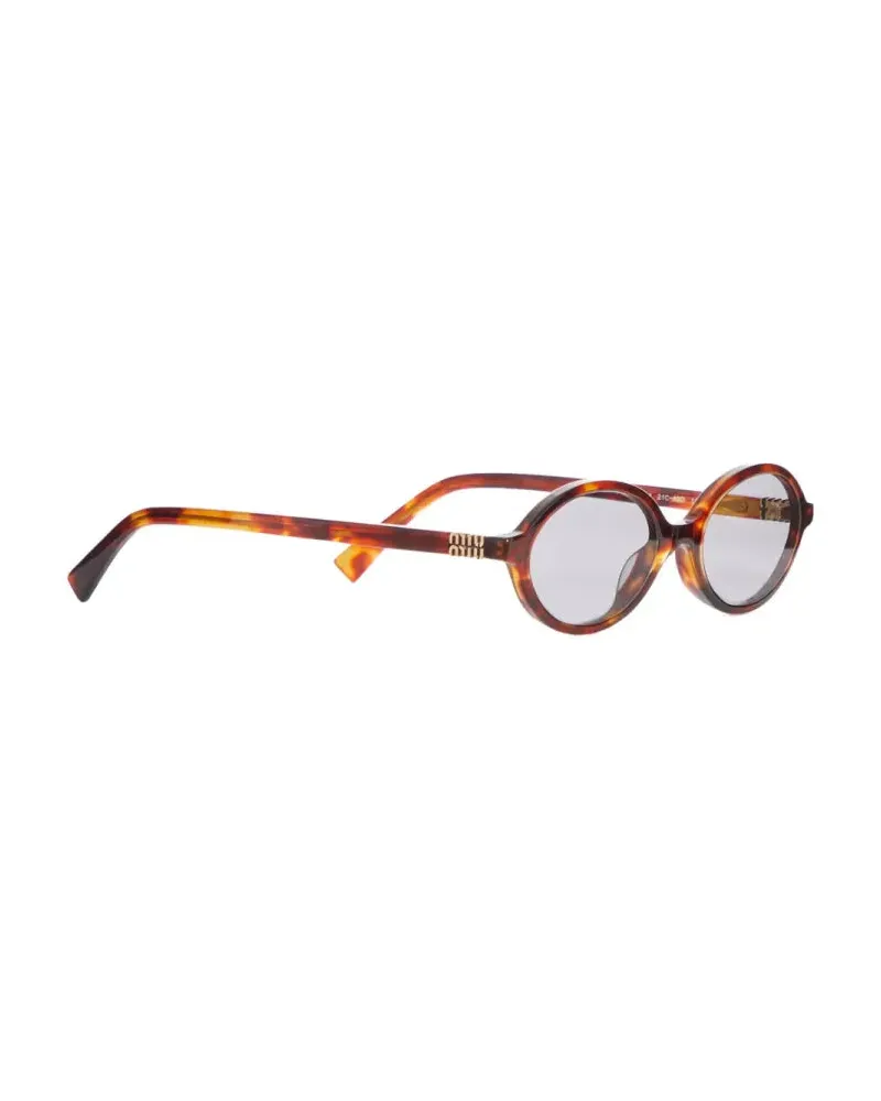 Miu Miu 0MU04ZS50 Oval Frame Sunglasses — Brown Brown