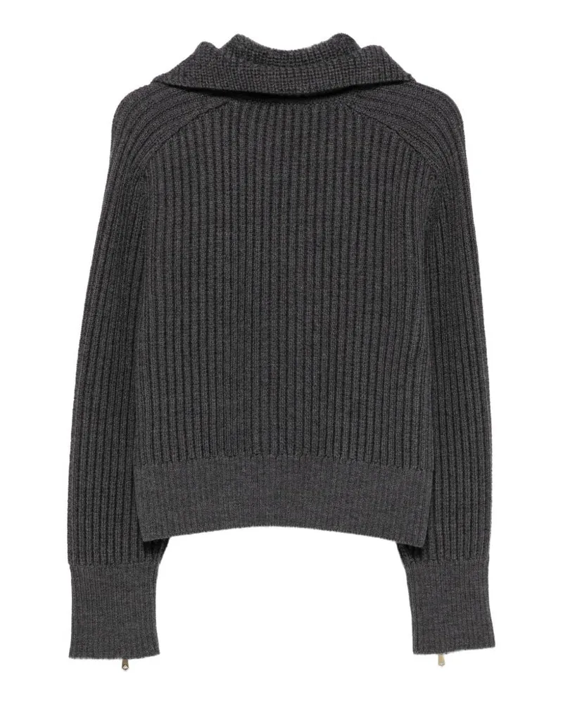 Paul Smith Wool Ribbed Knit Cardigan — Grey Grey